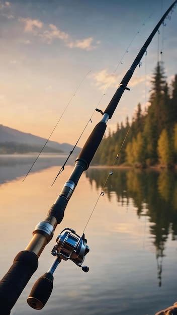 Premium Photo | Fishing rod on a blurred background of the lake