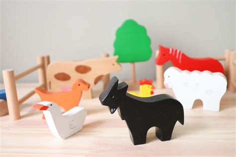 Wooden Farm Animals Play Set - Etsy