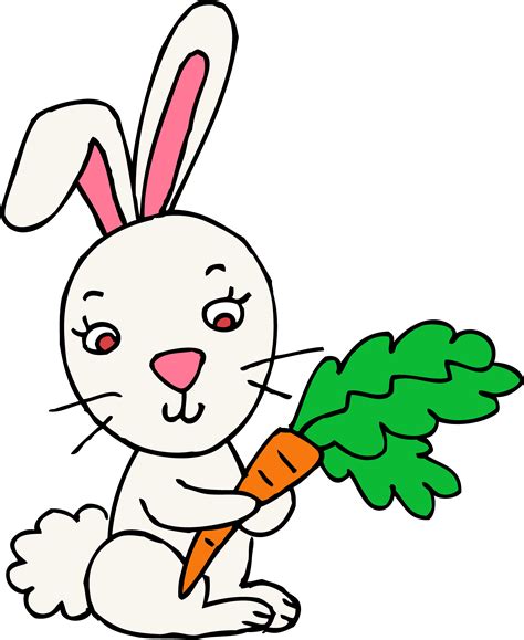 Cute Easter Bunny With Carrot - Free Clip Art