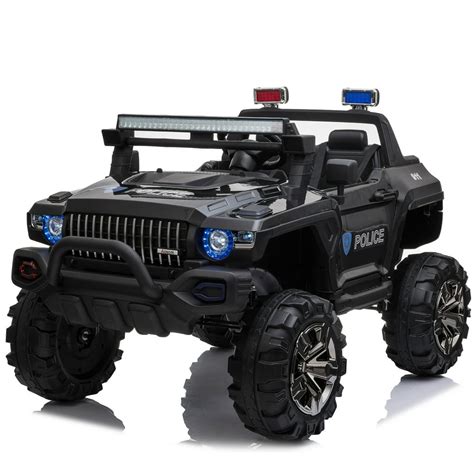 Aosom 12V Kids Electric 2-Seater Ride On Police Car SUV Truck Toy with Parental Remote Control ...