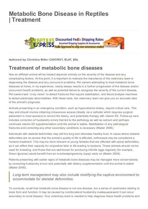 Metabolic bone disease in reptiles treatment