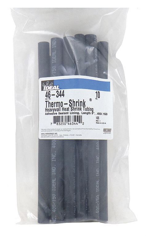 Heat Shrink Tubing, Heavy Wall, Cross-Linked Polyolefin, Shrink Ratio 3:1, Length 9 in, PK 10 ...