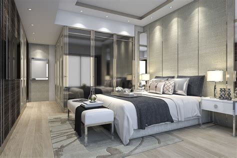 luxury modern bedroom suite in hotel with wardrobe 3D model MAX 3DS FBX