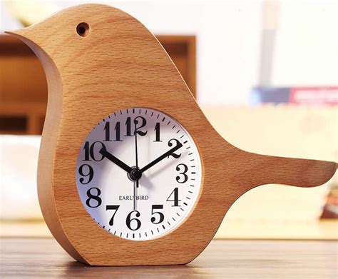 Wooden Bird Shaped Desk Alarm Clock - FeelGift