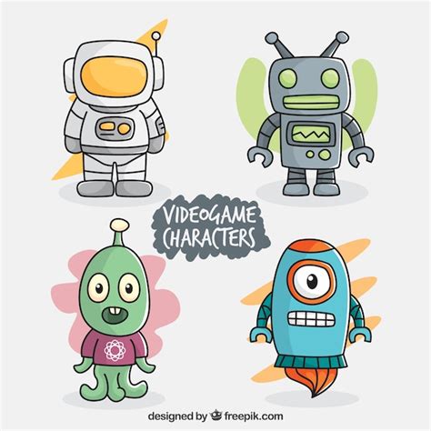 Free Vector | Set of colorful video game characters