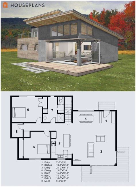 201 Small Shed Roof House Plans 2016 | Modern style house plans, Cabin house plans, Small modern ...