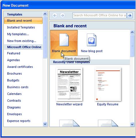 Word 2007: Creating a New Document