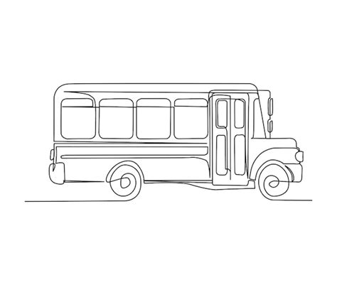 Premium Vector | Continuous one line drawing of old school bus vintage school bus line art ...