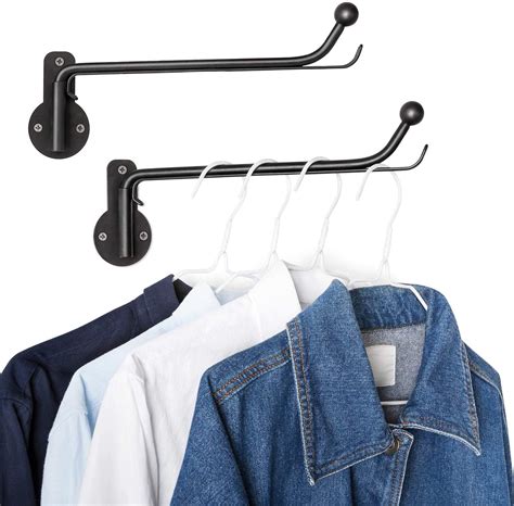 Golden Home Wall Mounted Clothes Hanger with Swing Arm Holder Valet Hook Metal Hanging Drying ...