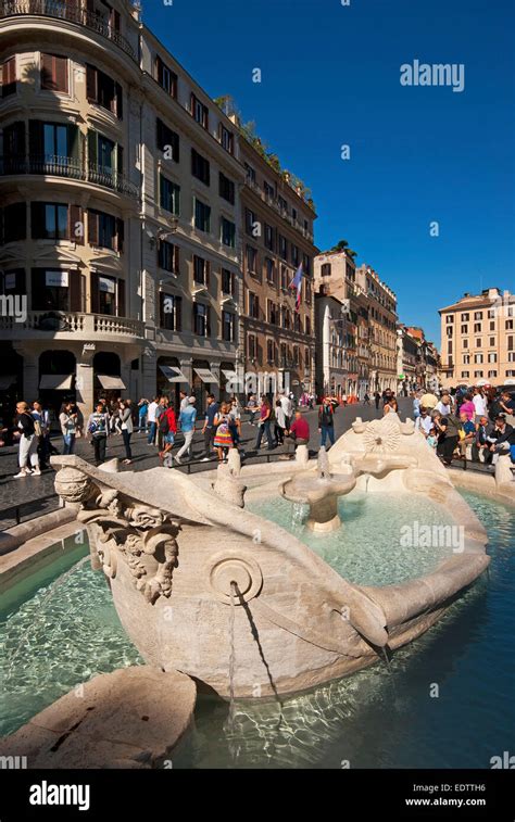 Fontana della Barcaccia, Barcaccia fountain, Piazza di Spagna, Rome, Italy Stock Photo - Alamy