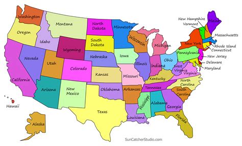 Printable US Maps with States (Outlines of America – United States) – Patterns, Monograms ...