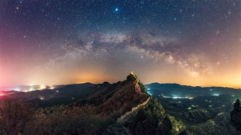 Wallpaper Stars Nature Mountains The Great Wall of China 3840x2160