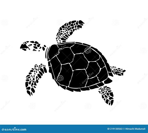 Black Sea Turtle Silhouette Illustration , Abstract Illustration on White Background. Stock ...