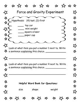 Activity Sheet Observing Force Of Gravity