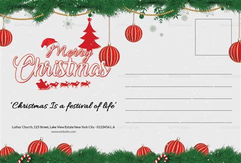 Editable Merry Christmas Postcard Template in Adobe Photoshop