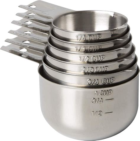 KitchenMade Measuring Cups Stainless Steel 6 Piece Stackable Set | Stainless steel measuring ...