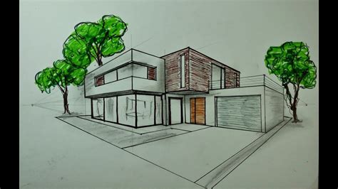 2 Point Perspective Drawing Modern House