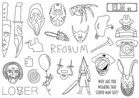 Stencils Horror Tattoo Designs, Ready-to-use, Easy-to-apply, Creepy Tattoo Design, Halloween ...