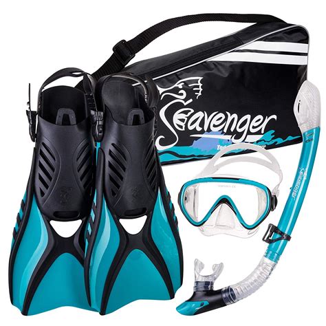 Seavenger Advanced Snorkeling Set with Panoramic Mask, Trek Fins, Dry Top Snorkel & Gear Bag ...