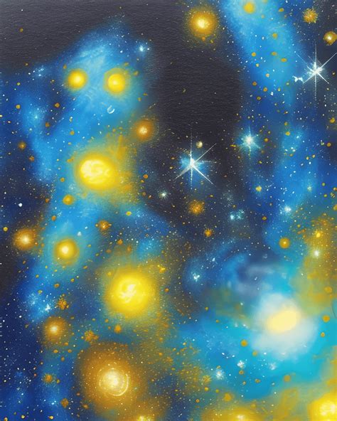 Blue and Yellow Galaxy Painting · Creative Fabrica