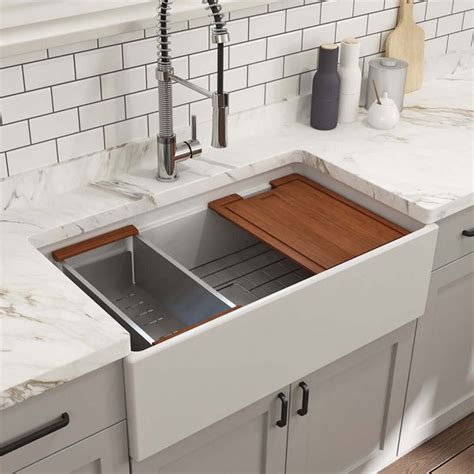 BOCCHI Contempo 33" Fireclay Workstation Farmhouse Sink with Accessori – The Sink Boutique