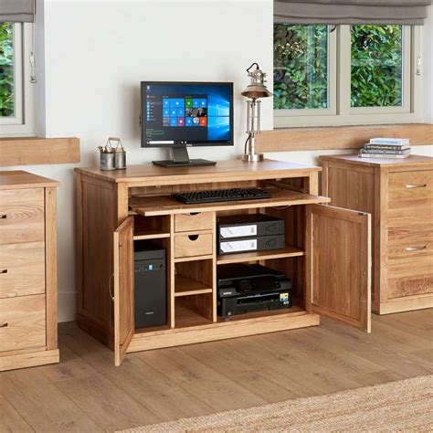 Mobel Solid Oak Hidden Home Office Computer Desk - Buy Now