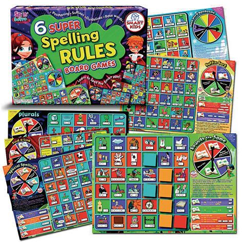 6 Super Spelling Rules Board Games - Ages 7-11 - Each