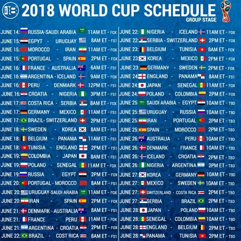 World Cup Schedule - Valentine