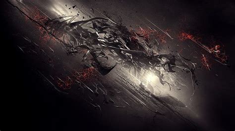 black and red abstract painting, 3D Abstract, digital art, dark HD wallpaper | Red abstract ...