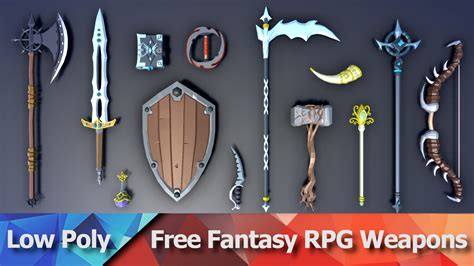 Pure Poly - 3D Models for your Game - Free Low Poly Fantasy RPG Weapons