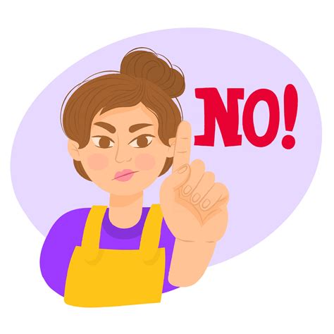 No, sign gesture. Woman raising forefinger up saying no. 2896818 Vector Art at Vecteezy