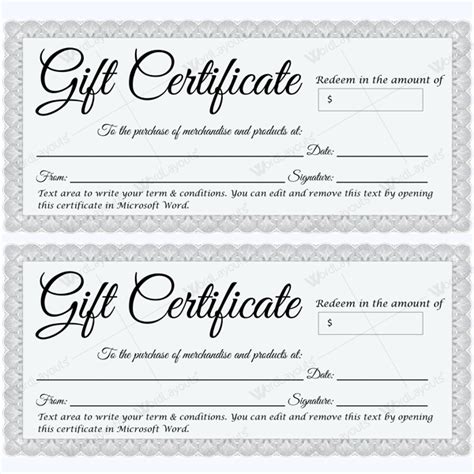 Printable gift certificate template free microsoft word - bdajp