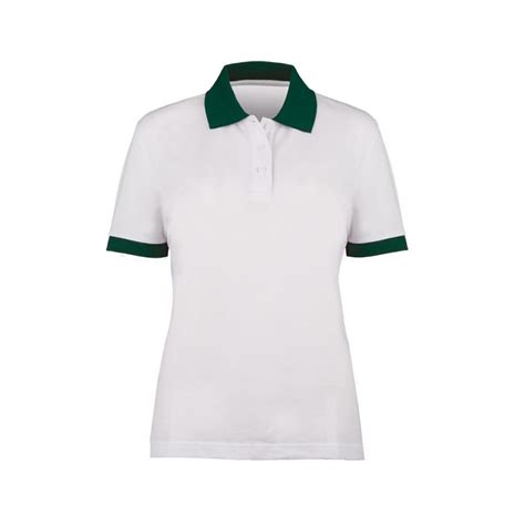 Women's Contrast Polo Shirt (White with Bottle Green Trim) - HP234