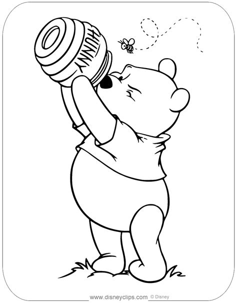 Pooh Eating Honey Coloring Pages Coloring Pages