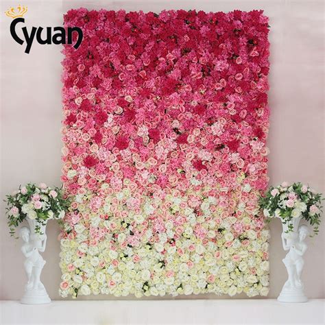 Artificial Flowers for Wedding Fake Silk Rose Flower Wall DIY Decoration Floral Wall Backdrops ...