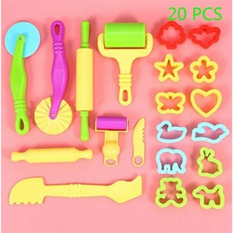 Willstar 20PCS Dough Tools Kit Clay Dough Tools Play Dough Tools Cutters Set for Kids Children ...