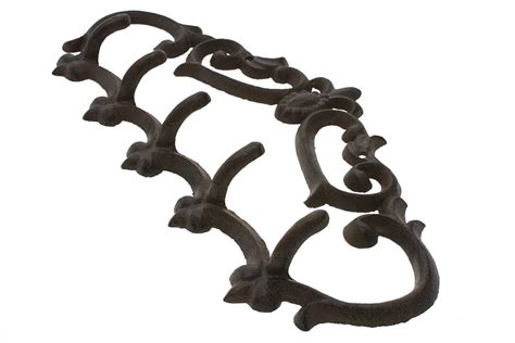 Cast Iron Wall Hanger - Vintage Design with 5 Hooks - Keys, Towels, Clothes, Anprons - Wall ...