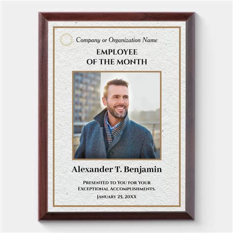 Employee Of The Month Plaque With Photo | Printable Templates Free