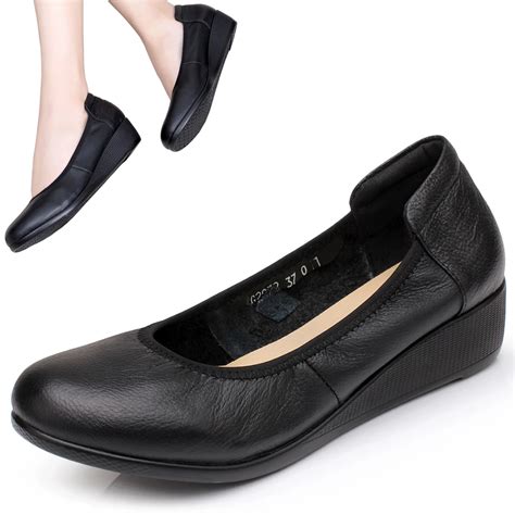 2015Casual Comfortable Soft outsole Genuine Leather Women's Shoes Wedges Round Toe Ol Work Shoes ...