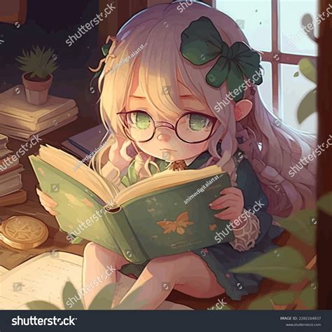 Anime Girl Reading Story Books Digital Stock Illustration 2282164837 | Shutterstock