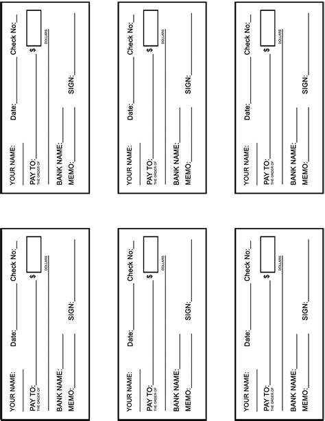 Printable Checks For Practice Learning