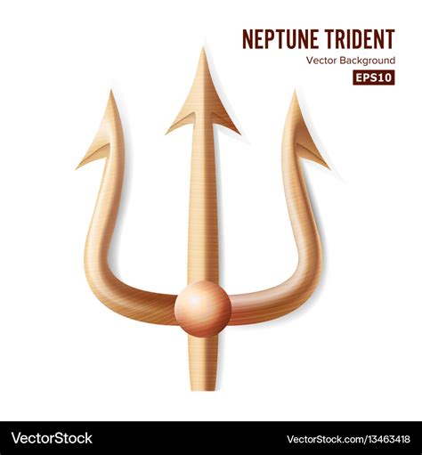 Neptune trident bronze realistic 3d Royalty Free Vector