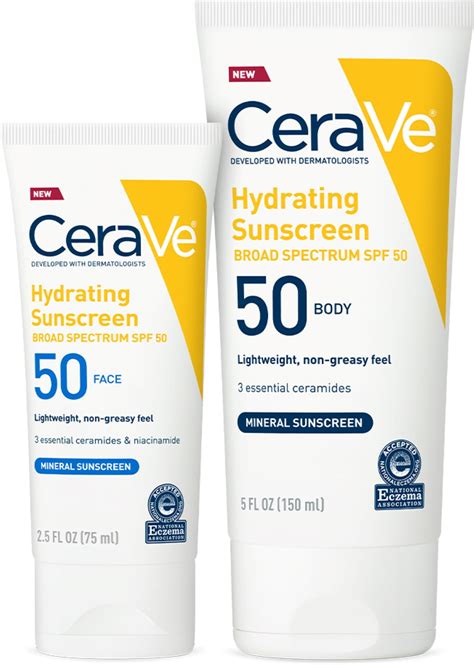 CeraVe Bundle Contains Mineral Body Sunscreen for Face SPF 50, 2.5 fl oz - Walmart.com