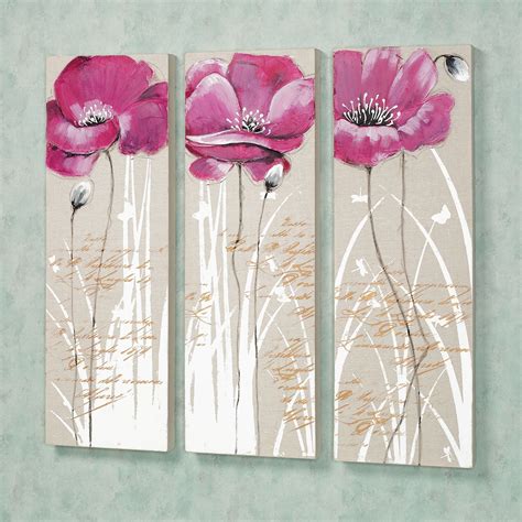 Poppy Blossoms Floral Canvas Wall Art Set