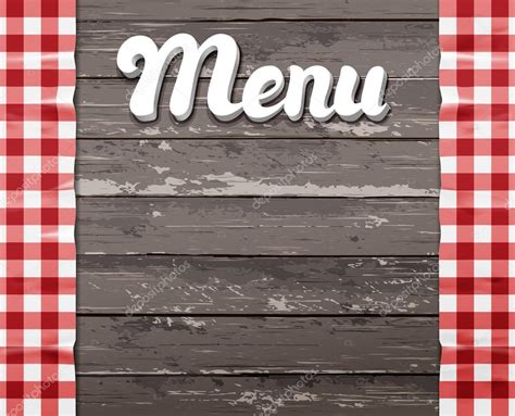 Vector illustration. Menu. Wooden background with the tablecloth Stock Vector by ©MaryRo 83774392