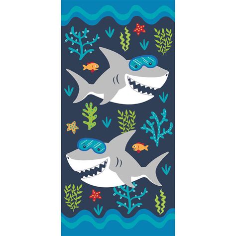 Kids Velour Towel - Snorkeling Sharks • Heirloom Linens • Canadian Bedding in Victoria BC