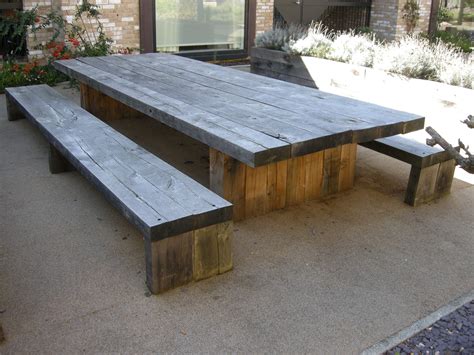 garden-and-patio-large-and-long-diy-rustic-solid-wood-picnic-table-with-detached-bench-seat ...