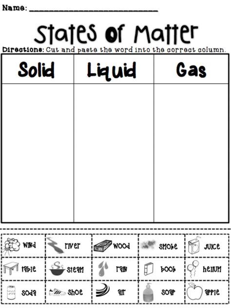 Chemistry Matter Worksheets