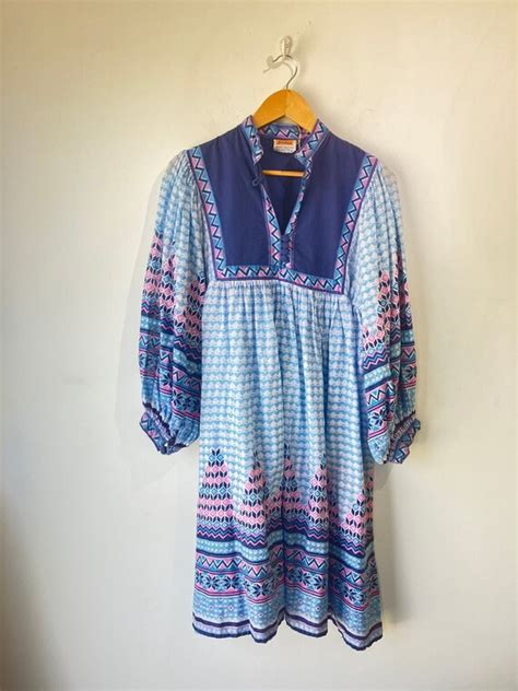 Vintage Indus Indian Block Print Dress - Gem