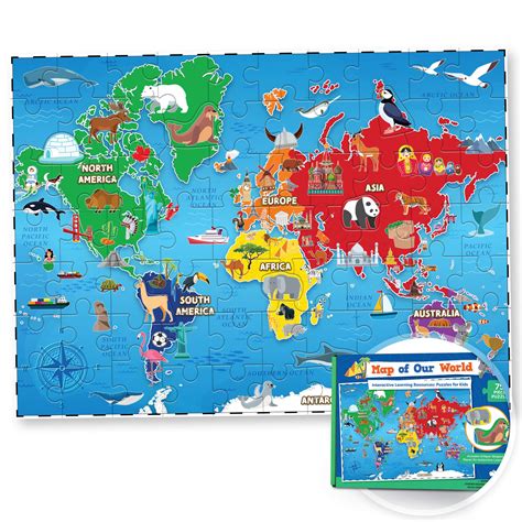 Buy World Map Puzzle for Kids - 75 Piece - World Puzzles with Continents - Childrens Jigsaw ...